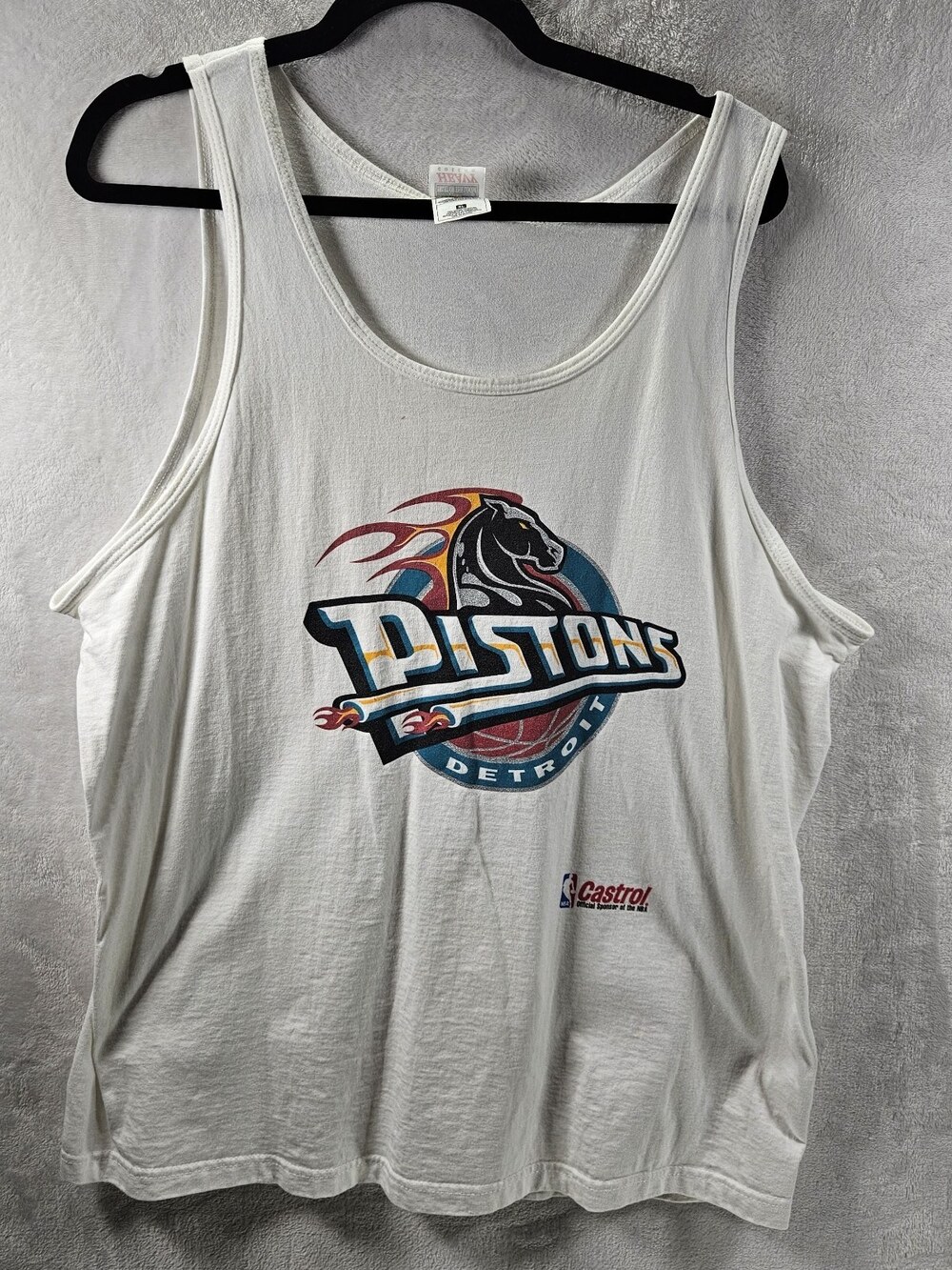 VTG Detroit Pistons Basketball Tank Top Logo Men's XL *Fits M 90s Teal Horse